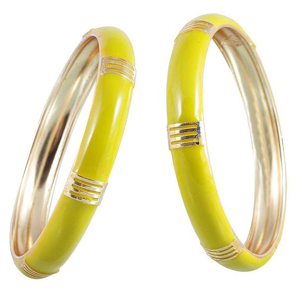 Kriaa Yellow Enamel Gold Plated set of 2 Bangles