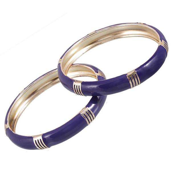 Kriaa Purple Enamel Gold Plated Set of 2 Bangles