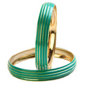 Kriaa Green Enamel Gold Plated Set of 2 Bangles