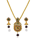 Kriaa Gold Plated Purple Austrian Stone Pendant Set - 2100508