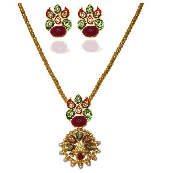 Kriaa Stone And Pearl Pendant Set