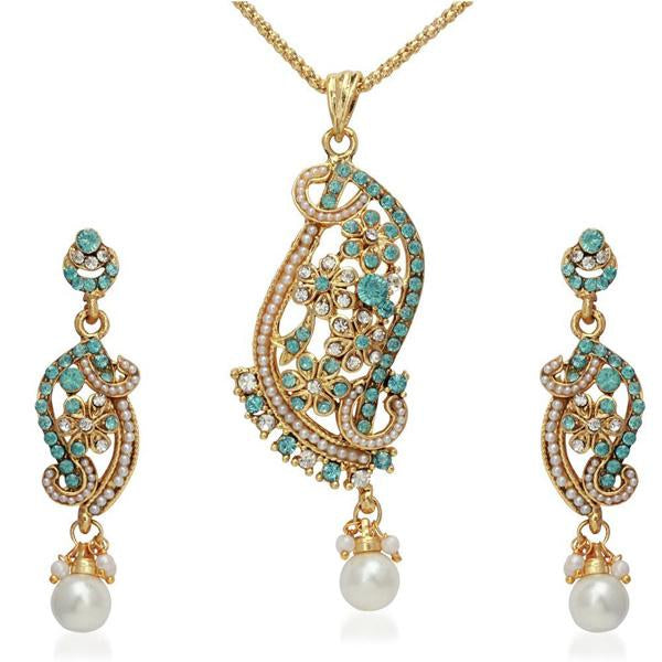 Kriaa Blue Austrian Stone Pendant Set