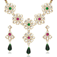 Kriaa Multicolor Stone And Kundan Necklace Set