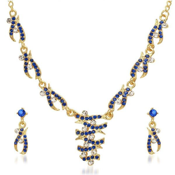 Kriaa Blue Austrian Stone Necklace Set
