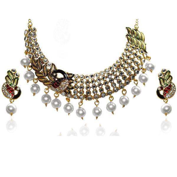 Kriaa Multicolor Stone Kundan Peacock Necklace Set-WN - 2103504