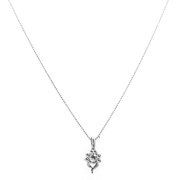 Kriaa Zinc Alloy Silver Plated White Stone Chain Pendant