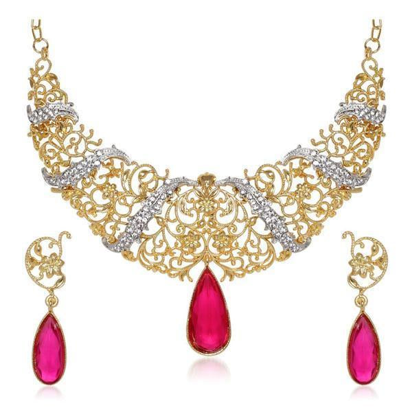 Kriaa White Austrian Stone Necklace Set - 2103803