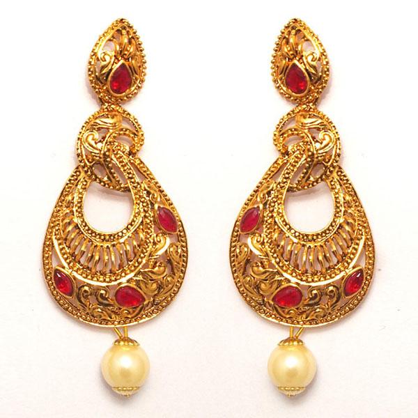 Kriaa Zinc Alloy Gold Plated Stone Dangler Earring - 1307201A