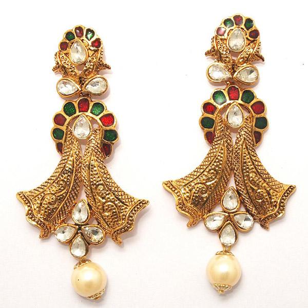 Kriaa Zinc Alloy Gold Plated Crystal Dangler Earring - 1307205B