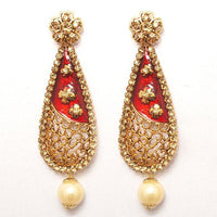 Kriaa Zinc Alloy Gold Plated Stone Dangler Earring - 1307208B