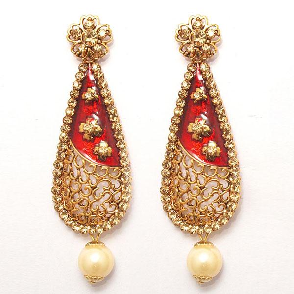 Kriaa Zinc Alloy Gold Plated Stone Dangler Earring - 1307208B