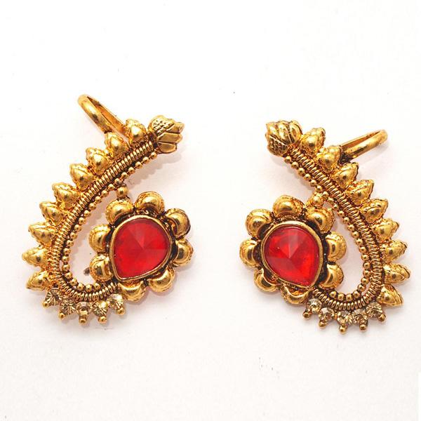 Kriaa Red Austrian Stone Gold Plated Ear Cuff - 1307210A