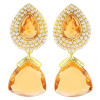 The99Jewel Orange Kundan Pearl Goldn Plated Dangler Earring - 1305828D