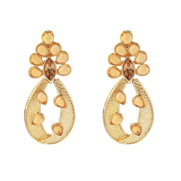 Kriaa Brown Austrian Stone Gold Plated Dangler Earring - 1307004A