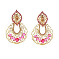 Kriaa Austrian Stone Zinc Alloy Gold Plated Chandbali Earring - 1307010A