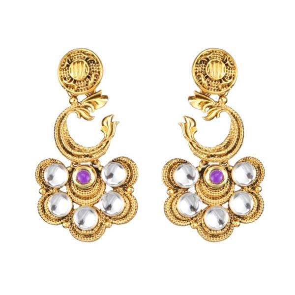 The99Jewel Gold Plated Purple Pota Stone Dangler Earrings