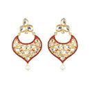 The99Jewel Gold Plated Maroon pota Stone Dangler Earrings - 1307333
