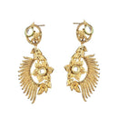 The99Jewel Kundan Gold Plated Floral Shaped Dangler Earrings - 1307335