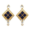 The99Jewel Kundan Blue & White Pota Stone Dangler Earrings