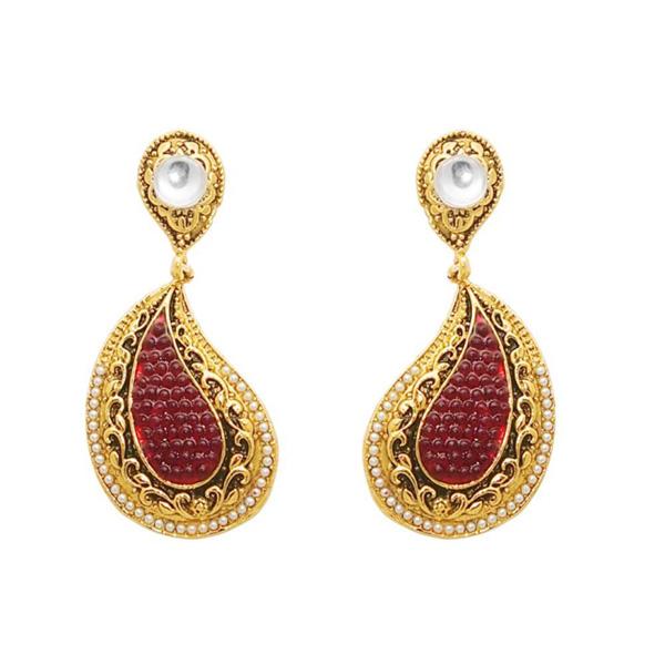 The99Jewel Zinc Alloy Maroon Stone Dangler Earrings