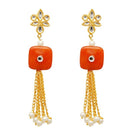 Kriaa Gold Plated White Kundan Dangler Earring - 1307354A