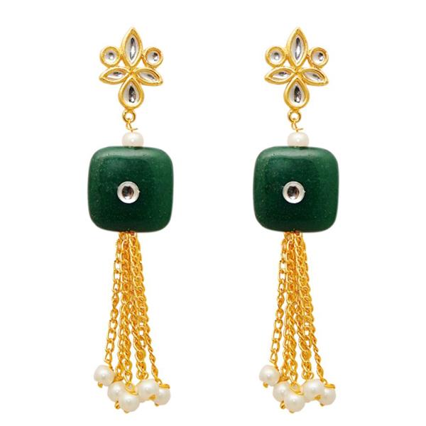 Kriaa Gold Plated White Kundan Dangler Earring - 1307354B