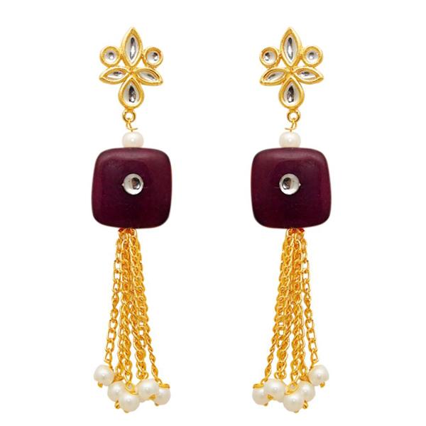 Kriaa Zinc Alloy Gold Plated Kundan Dangler Earring - 1307354C