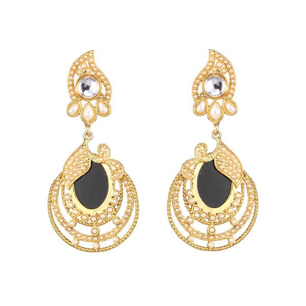 Kriaa Kundan Resin Gold Plated Dangler Earring -1307343C