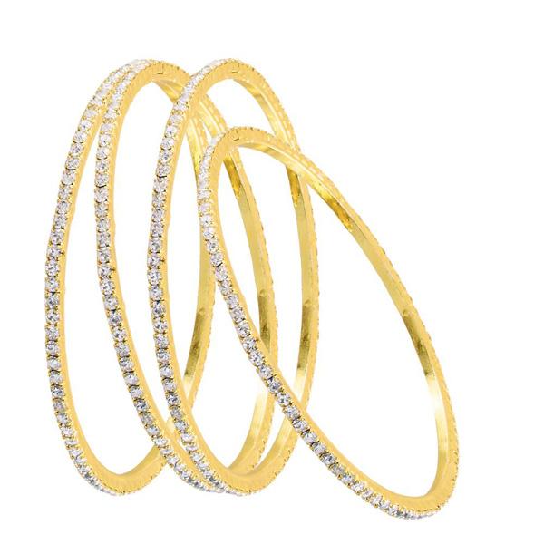 Kriaa Gold Plated Austrian Stone Bangle Set - 1400127_2.6