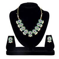 Kriaa Blue And Purple Kundan Necklace Set