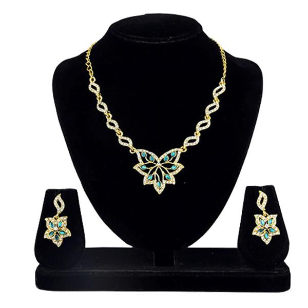 Kriaa Gold Plated Blue Kundan And Stone Necklace Set