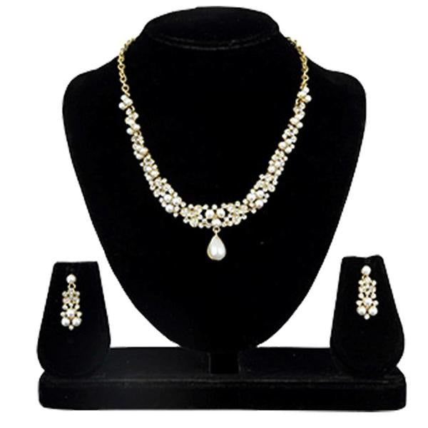 Kriaa Gold Plated White Stone Necklace Set - 2105408