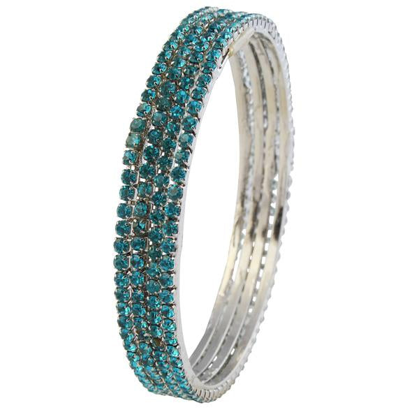 kriaa Silver Plated Blue Stone 4 Bangle Sets