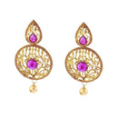 Kriaa Kundan Pearl Drop Gold Plated Dangler Earring - 1307401A