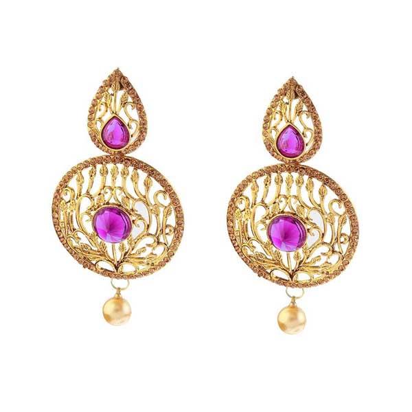 Kriaa Kundan Pearl Drop Gold Plated Dangler Earring - 1307401A