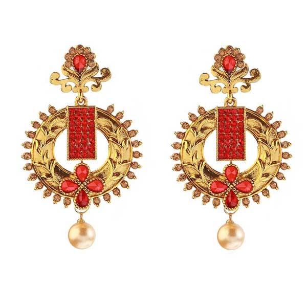 Kriaa Kundan Pearl Drop Gold Plated Dangler Earring