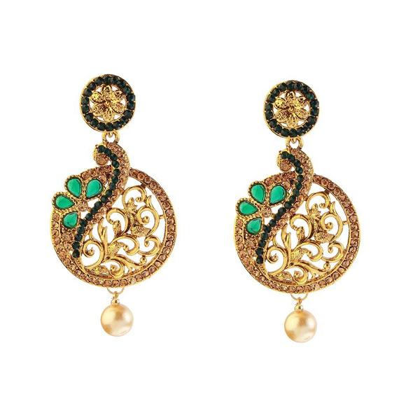 Kriaa Kundan Stone Pearl Drop Gold Plated Dangler Earring - 1307406A