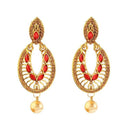 Kriaa Kundan Pearl Drop Gold Plated Dangler Earring - 1307408A