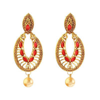 Kriaa Kundan Pearl Drop Gold Plated Dangler Earring - 1307408A