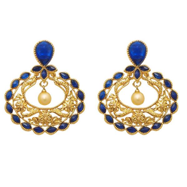 Kriaa Stone Pearl Gold Plated Dangler Earring