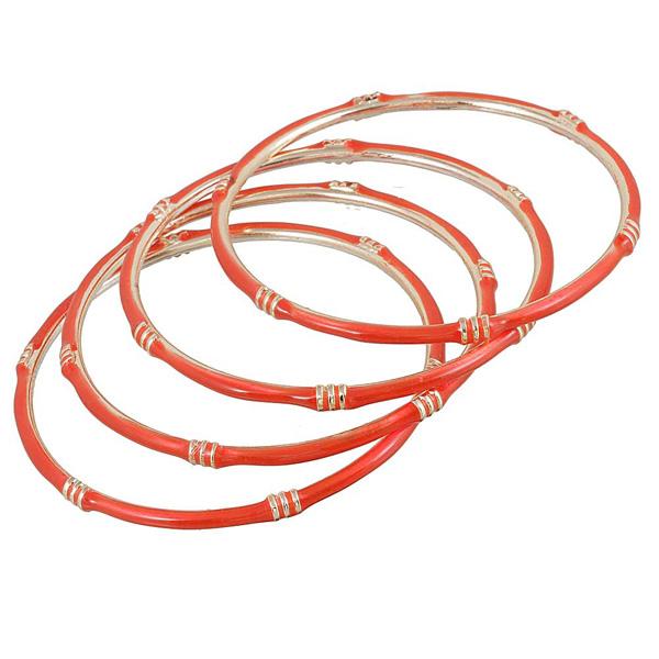 Kriaa Orange Gold Plated Set of 4 Bangle Sets