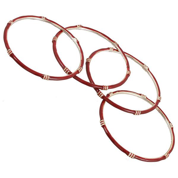 Kriaa Maroon Gold Plated Set of 4 Bangle Sets - 1401121_2.6