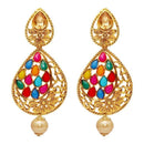 Kriaa Gold Plated Austrian Stone Kundan Navrang Dangler Earrings - 1309804