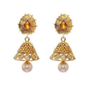 Kriaa Gold Plated Pearl Drop Jhumki Earrings - 1309713A