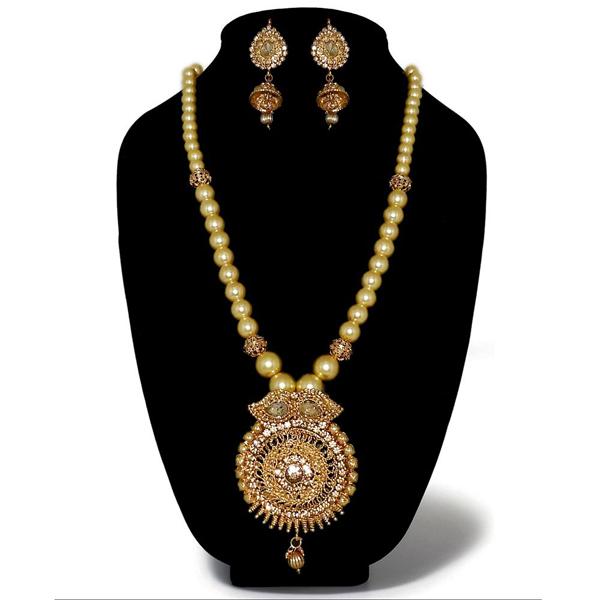 Kriaa Gold Plated Austrian Stone Pearl Necklace Set