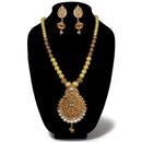 Kriaa Austrian Stone Gold Plated Pearl Necklace Set - 1109306