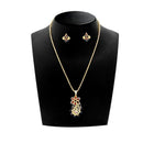 Kriaa Gold Plated Multicolor Austrian Stone Pendant Set - 1203801