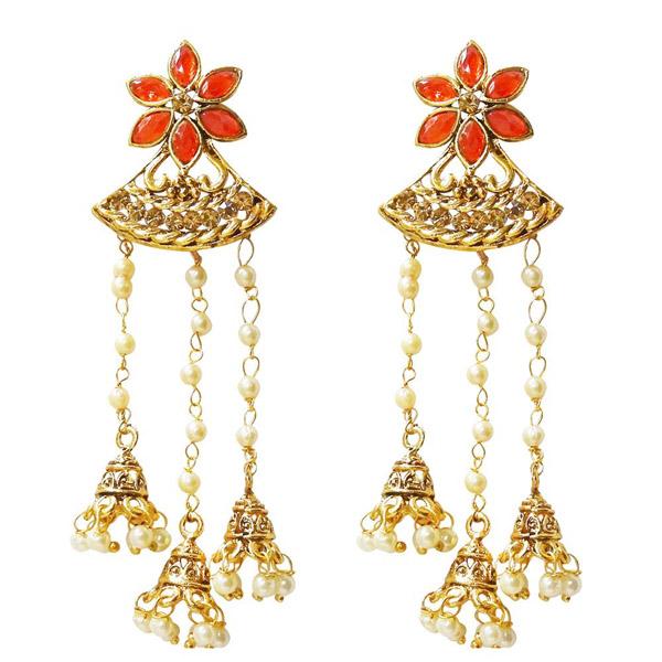 Kriaa Gold Plated Austrian Stone Pearl Dangler Earrings - 1310528C