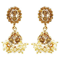 Kriaa Stone Gold Plated Pearl Jhumki Earrings - 1307814B