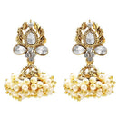 Kriaa Gold Plated Stone Pearl Jhumki Earrings - 1307816A